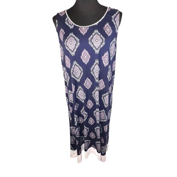 Anne Klein ladies L,sleeveless geometric block hem midi stretch Y2K sundress ￼ - Picture 1 of 8